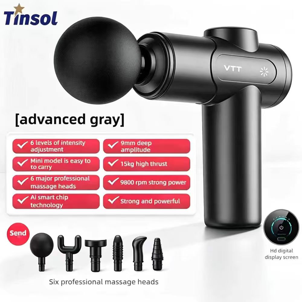Scalp Massager Electric - TINSOL Elektrische Faszienpistole Tiefengewebe-Perkussionsmassagegerät LED-Touchscreen 6