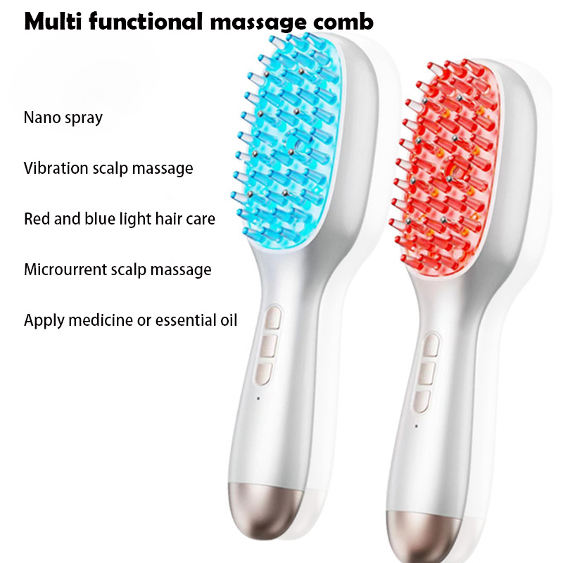 Scalp Massager Electric - Elektrische Spray Massage Kamm Rot Blau